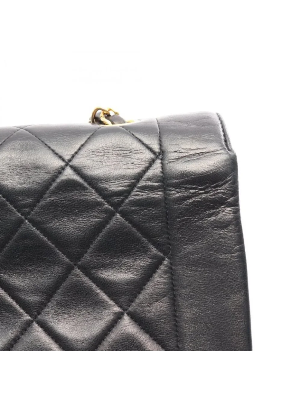 Chanel Shoulder Bag Quilted Diana Flap Black Lambskin Chain